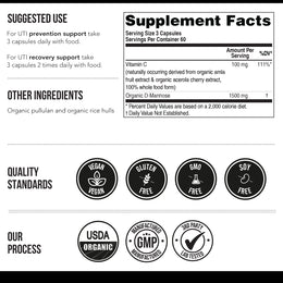 Mannose-C: Organic D-Mannose + Vitamin C for Natural UTI Support - Capsules