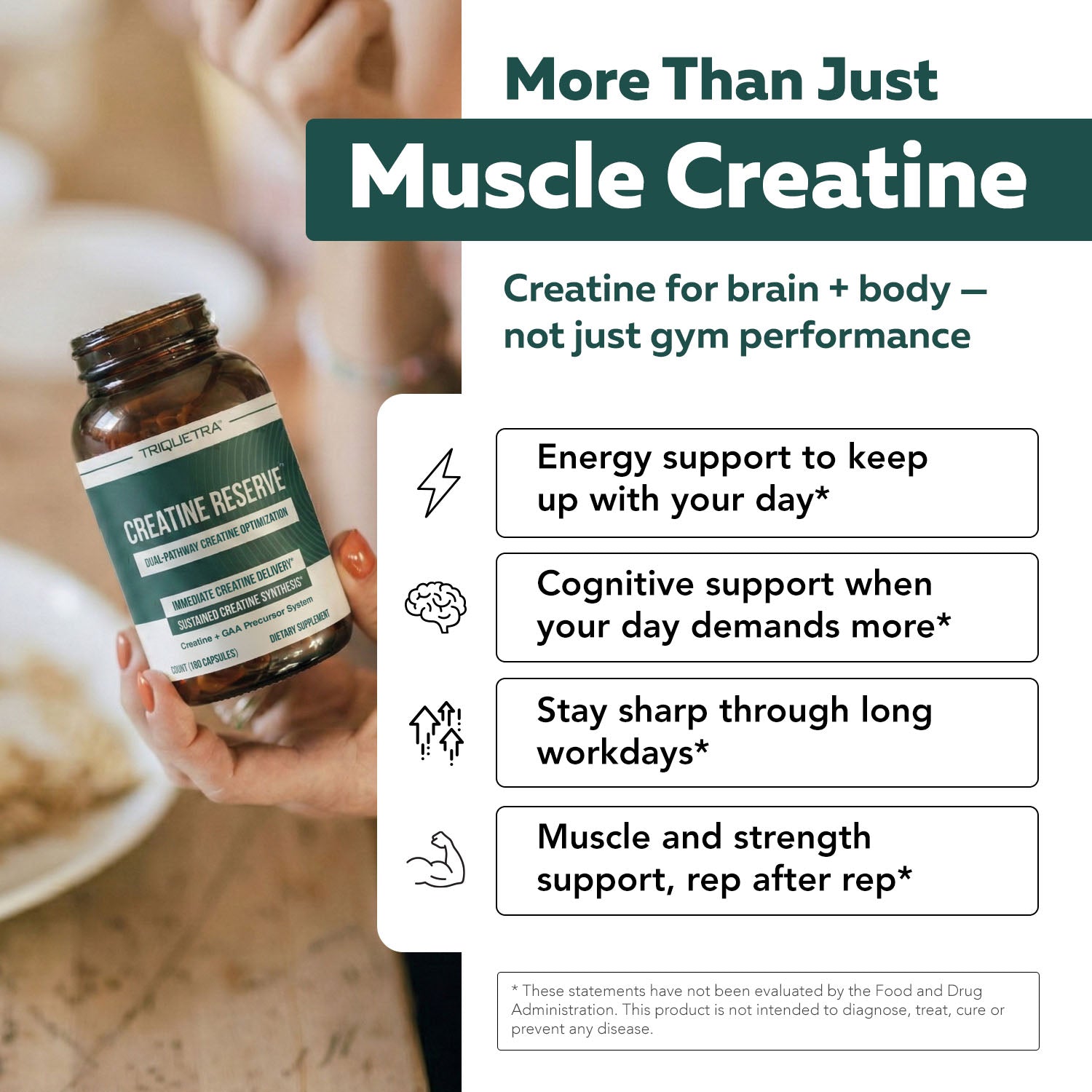 Creatine Reserve supports energy, cognitive function, focus, and muscle performance