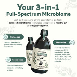 Triquetra Flora Biome 3-in-1 liquid probiotic with prebiotics probiotics and postbiotics for gut and microbiome health