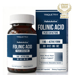 Triquetra Health FolinicActive folinic acid capsules 1mg 60 count adult supplement bottle multi-pathway active folate