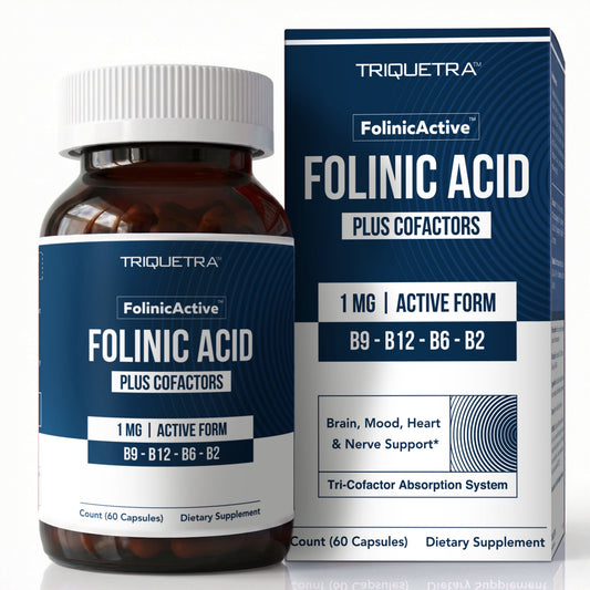 Triquetra Health FolinicActive folinic acid capsules 1mg 60 count adult supplement bottle multi-pathway active folate
