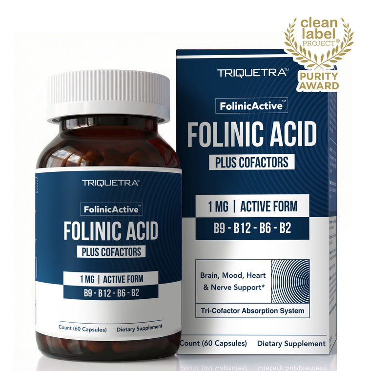 Triquetra Health FolinicActive folinic acid capsules 1mg 60 count adult supplement bottle multi-pathway active folate