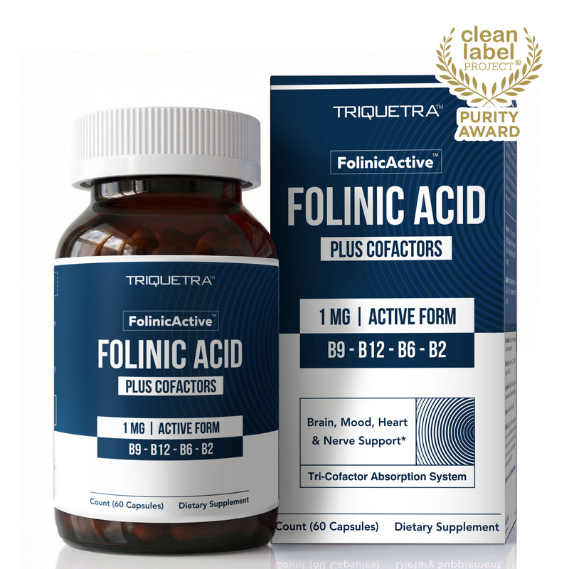 Triquetra Health FolinicActive folinic acid capsules 1mg 60 count adult supplement bottle multi-pathway active folate