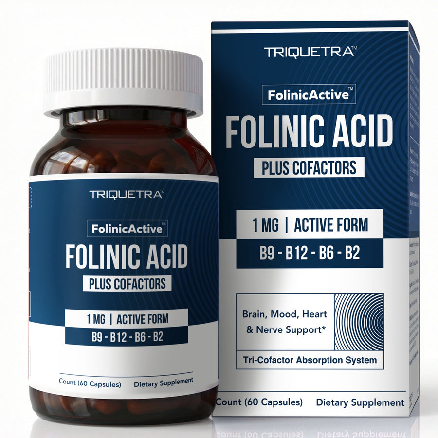 Triquetra Health FolinicActive folinic acid capsules 1mg 60 count adult supplement bottle multi-pathway active folate