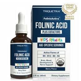 Triquetra FolinicActive Kids folinic acid drops — USDA Organic formula for children ages 1-18