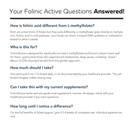 Folinic acid liquid supplement FAQ covering dosage methylfolate comparison usage timing and common questions