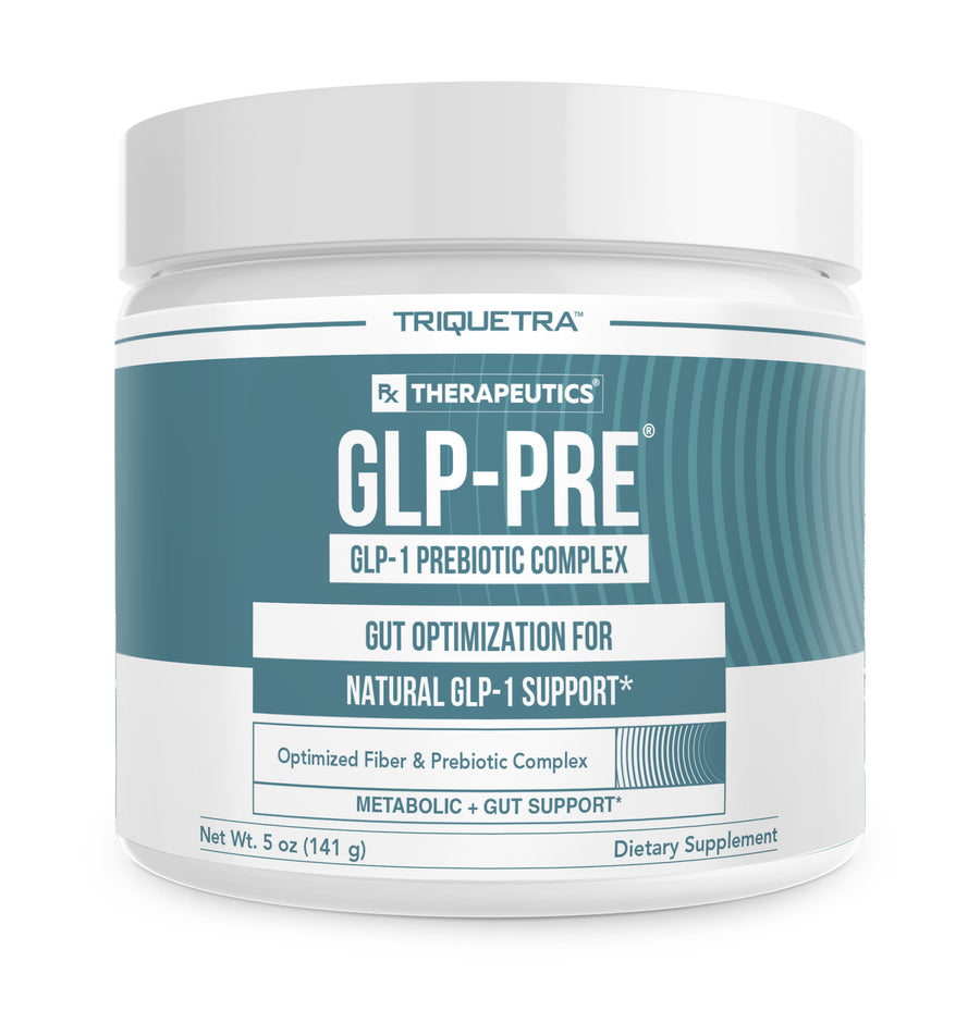 GLP-Pre GLP-1 prebiotic complex powder with resistant starch, XOS and mushroom beta glucans supporting natural GLP-1 pathways, gut microbiome balance and metabolic wellness