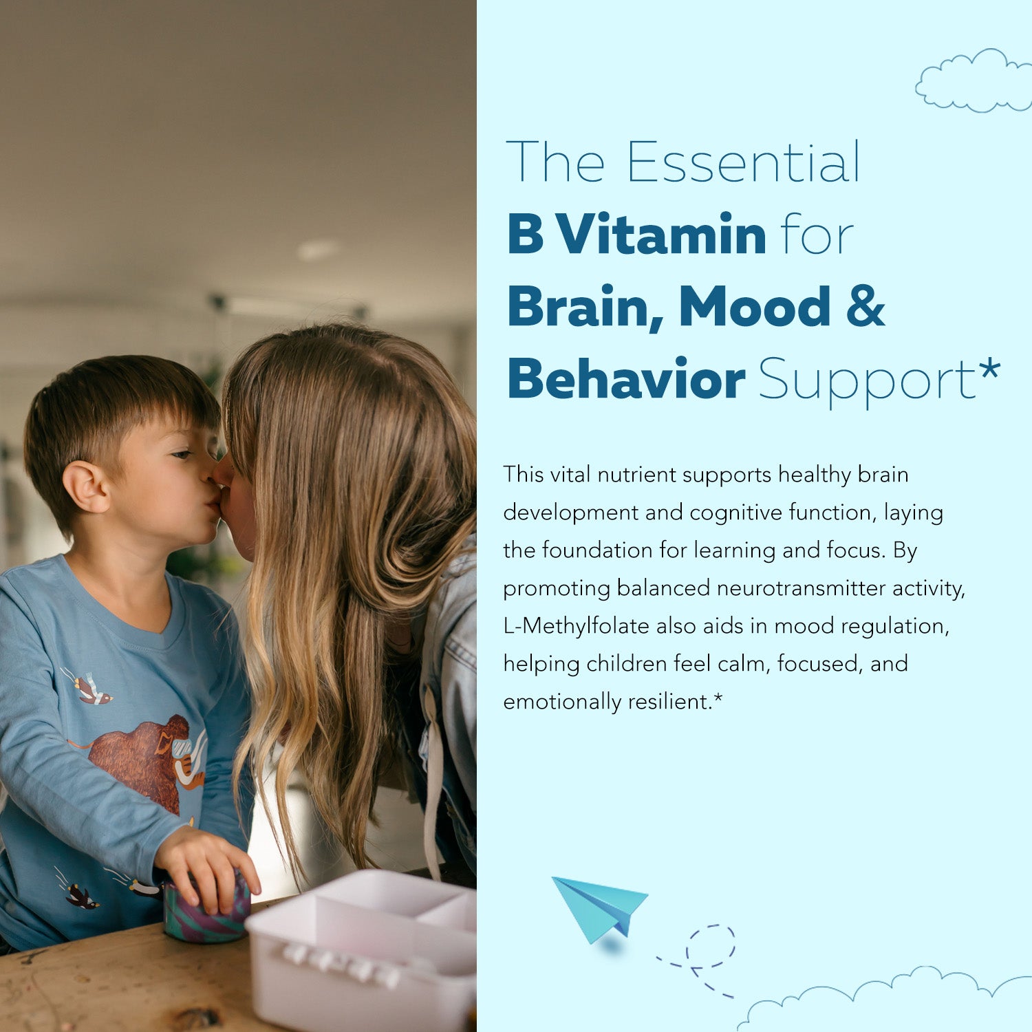 Kids L-Methylfolate liquid with 5-MTHF folate supporting brain development, mood balance and cognitive function in children
