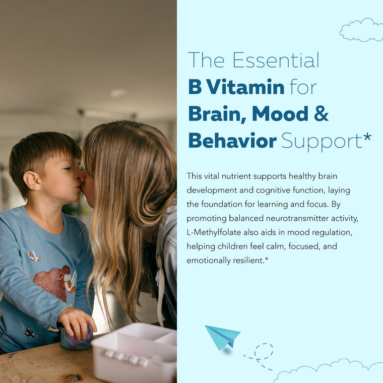 Kids L-Methylfolate liquid with 5-MTHF folate supporting brain development, mood balance and cognitive function in children