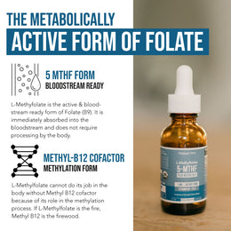 Triquetra L-Methylfolate 1 mg liquid with 5-MTHF active folate and methyl B12 supporting methylation and bioavailable folate absorption