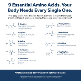 9 essential amino acids profile — complete EAA formula supporting muscle protein synthesis, energy, recovery, and metabolic function