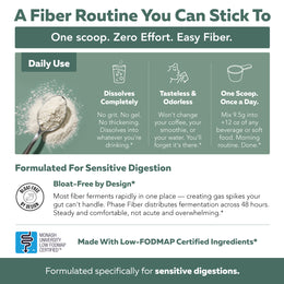 Phase Fiber low-FODMAP prebiotic fiber powder that dissolves easily for comfortable daily digestion support