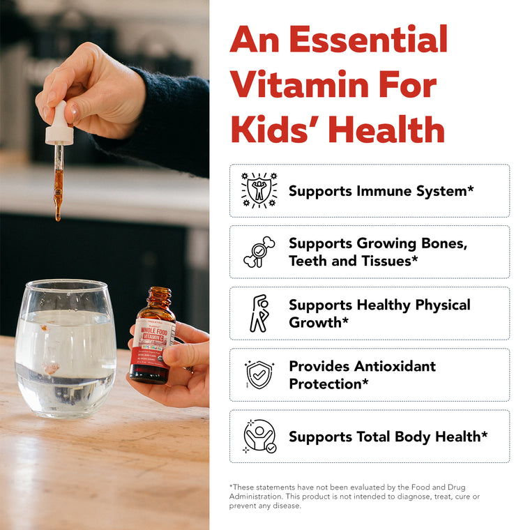 Plant-C Kids supports immune system, growing bones, teeth and tissues, healthy growth and antioxidant support