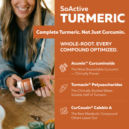 SoActive Turmeric Complete Turmeric Matrix featuring curcuminoids polysaccharides and Calebin A