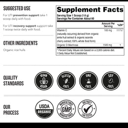 Mannose-C: Organic D-Mannose + Vitamin C for Natural UTI Support - Powder