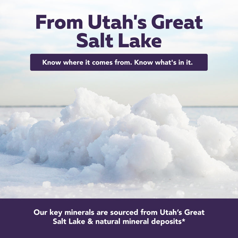 Infographic: Salt flats from Utah's Great Salt Lake, the source of the ionic mineral base for Trace Ionics