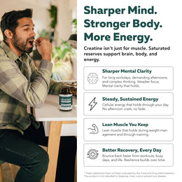 Man taking Triquetra Creatine Reserve supplement for mental clarity, sustained energy, lean muscle support, workout recovery, cognitive performance, and whole-body creatine optimization with creatine and GAA