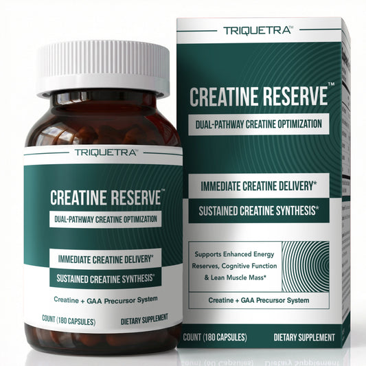 Triquetra Creatine Reserve dual-pathway creatine capsules with creatine monohydrate and GAA precursor system