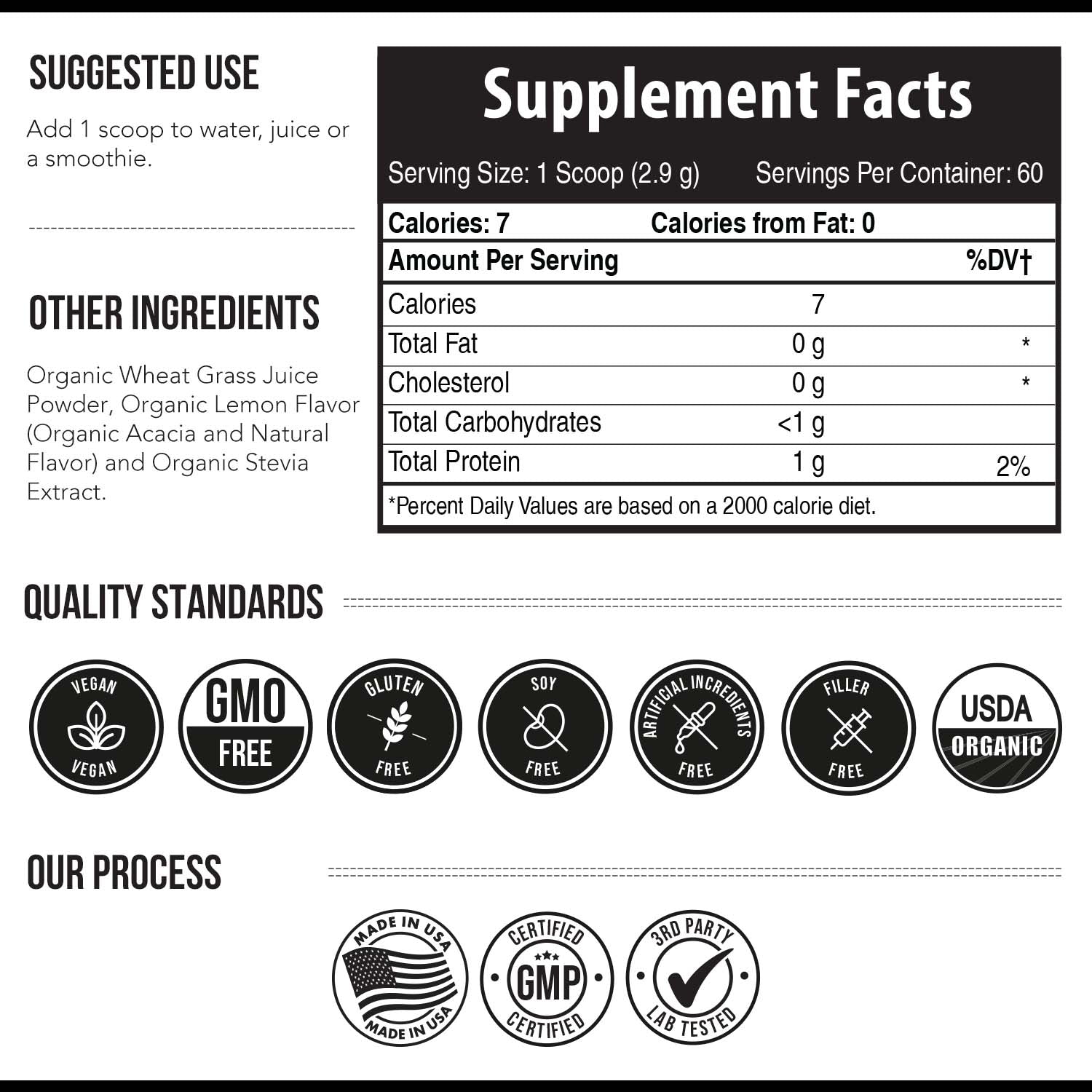 Organic Wheatgrass Juice Powder - Lemon Flavor